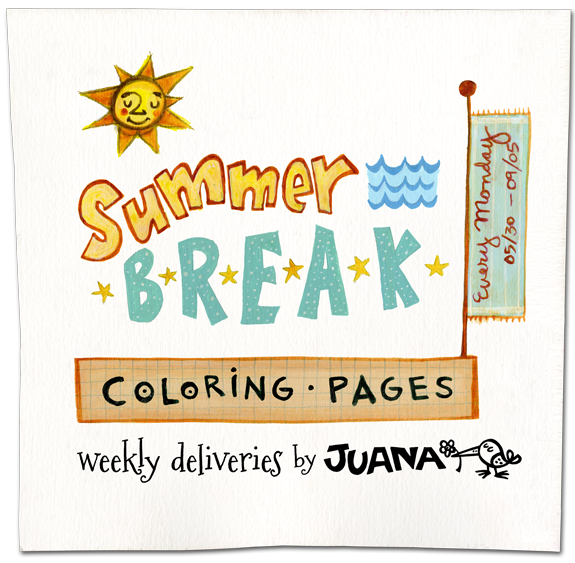 Summer Break Coloring Pages by Juana